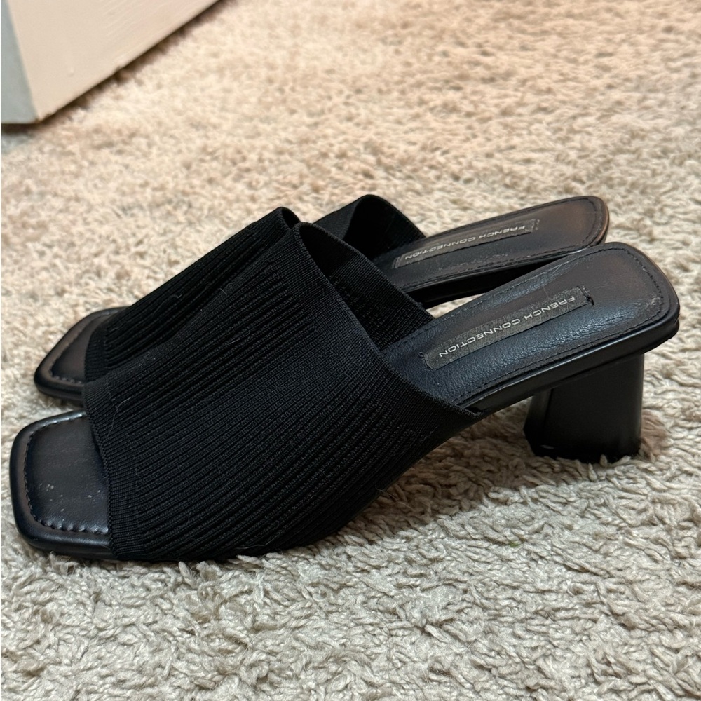 French Connection Black Knit Heels